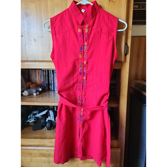 The Unbranded Brand Pants - Woman's Red Sleeveless Tied Dress With Pockets, Sz S